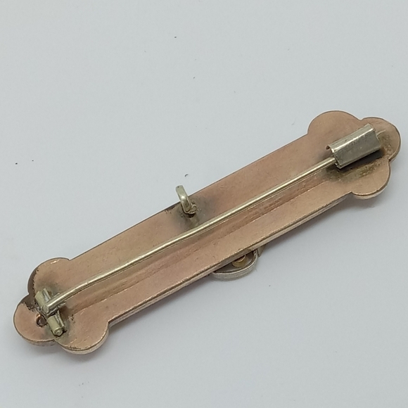 * vintage antique Victorian Edwardian gold/copper tone bar pin brooch C clasp - Picture 4 of 6